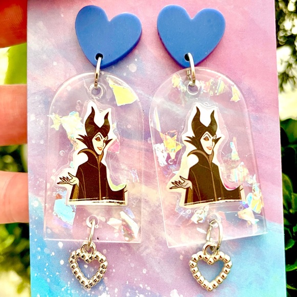Maleficent Acrylic Dangle Earrings - Picture 1 of 5